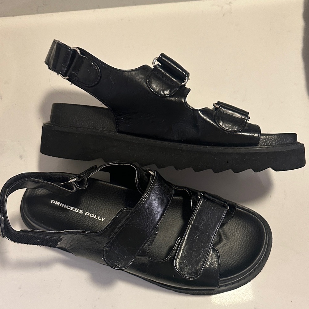 Princess Polly Black Chunky Sandals - Picture 3 of 8